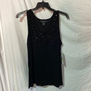 Karen Kane 3x black beaded tank cotton rayon blend nwt perfext green
